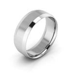 14K White Gold 7mm beveled edge comfort fit wedding band - DELLAFORA