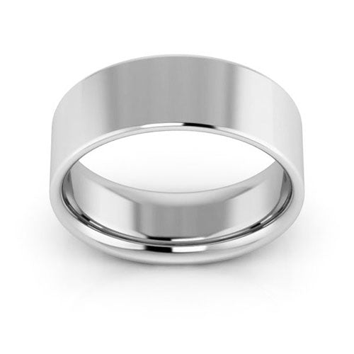 14K White Gold 7mm flat comfort fit wedding band - DELLAFORA