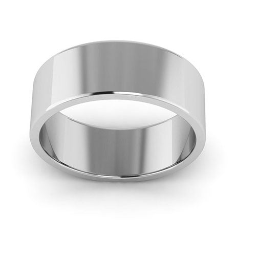 14K White Gold 7mm flat wedding band - DELLAFORA