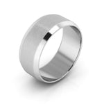 14K White Gold 8mm beveled edge satin center wedding band - DELLAFORA