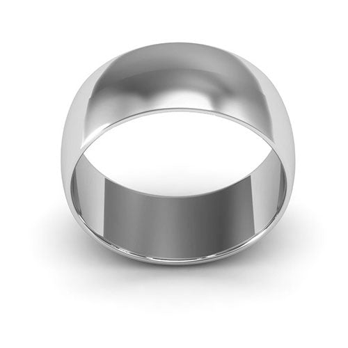 14K White Gold 8mm half round wedding band - DELLAFORA