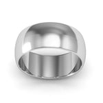 14K White Gold 8mm half round wedding band - DELLAFORA