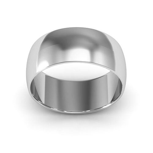 14K White Gold 8mm half round wedding band - DELLAFORA