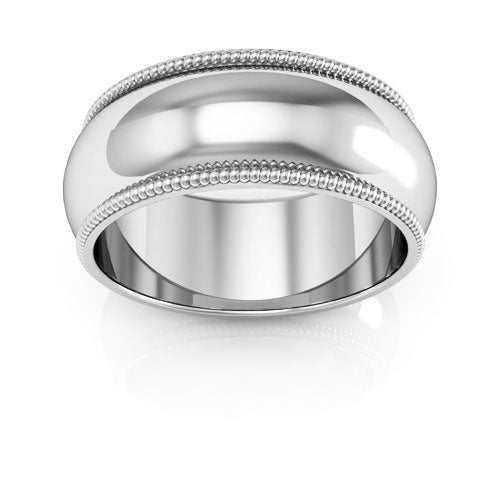 14K White Gold 8mm milgrain wedding band - DELLAFORA