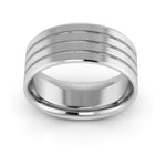 14K White Gold 8mm rigged flat comfort fit wedding band - DELLAFORA