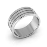 14K White Gold 8mm rigged flat wedding band - DELLAFORA