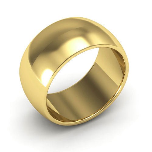 14K Yellow Gold 10mm heavy weight half round wedding band - DELLAFORA