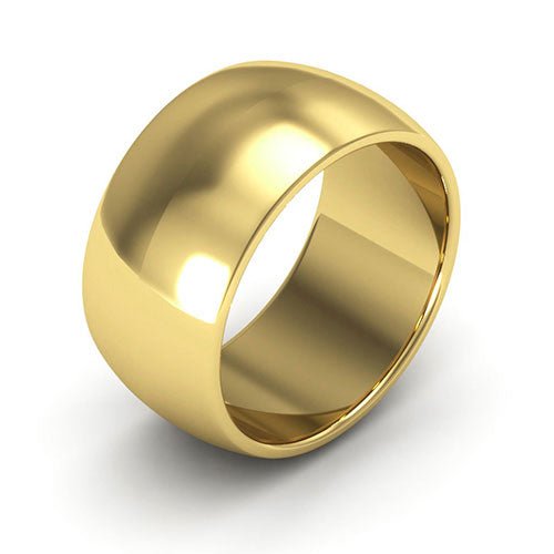 14K Yellow Gold 10mm heavy weight half round wedding band - DELLAFORA