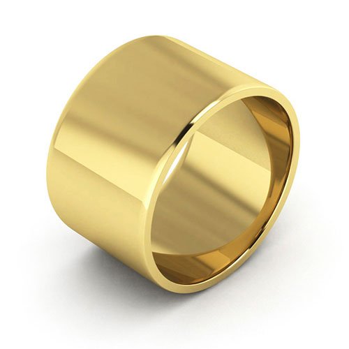 14K Yellow Gold 12mm flat wedding band - DELLAFORA