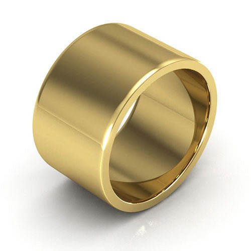 14K Yellow Gold 12mm heavy weight flat wedding band - DELLAFORA