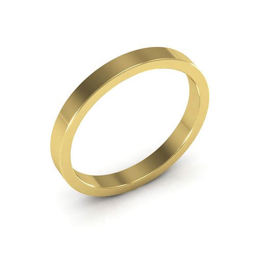 14K Yellow Gold 2.5mm heavy weight flat wedding band - DELLAFORA