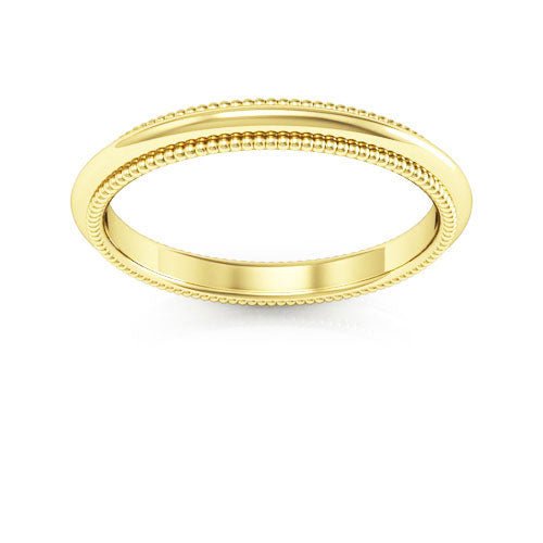 14K Yellow Gold 2.5mm milgrain comfort fit wedding band - DELLAFORA