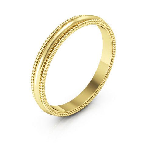 14K Yellow Gold 2.5mm milgrain wedding band - DELLAFORA