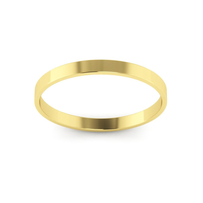 14K Yellow Gold 2mm extra light flat wedding bands - DELLAFORA