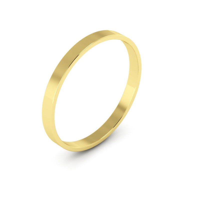 14K Yellow Gold 2mm extra light flat wedding bands - DELLAFORA