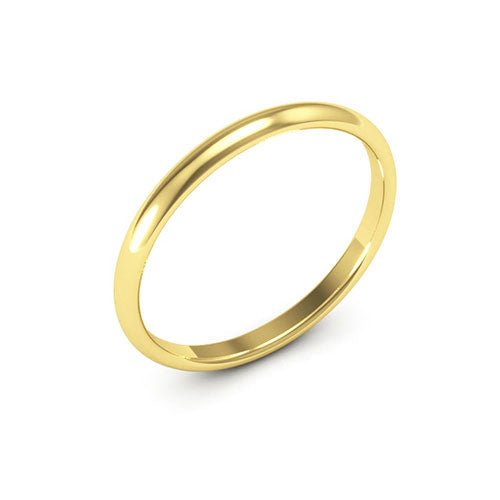 14K Yellow Gold 2mm half round comfort fit wedding band - DELLAFORA