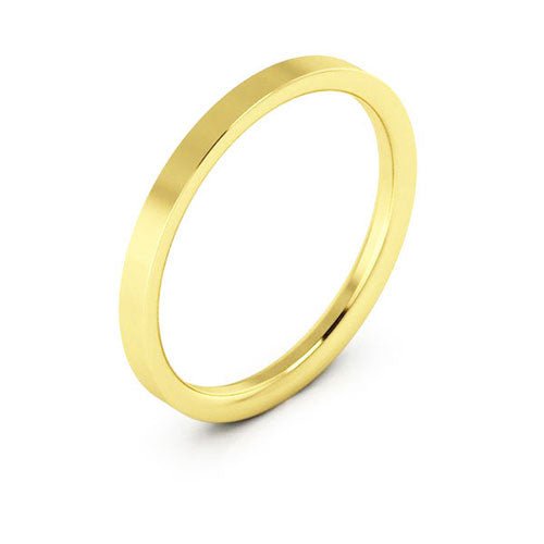 14K Yellow Gold 2mm heavy weight flat comfort fit wedding band - DELLAFORA