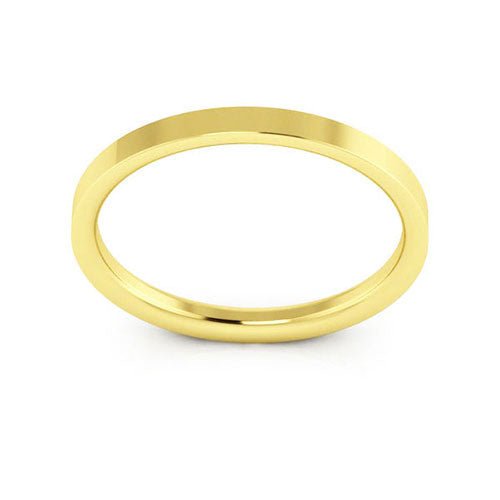 14K Yellow Gold 2mm heavy weight flat comfort fit wedding band - DELLAFORA