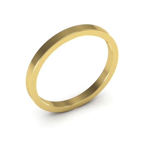 14K Yellow Gold 2mm heavy weight flat wedding band - DELLAFORA