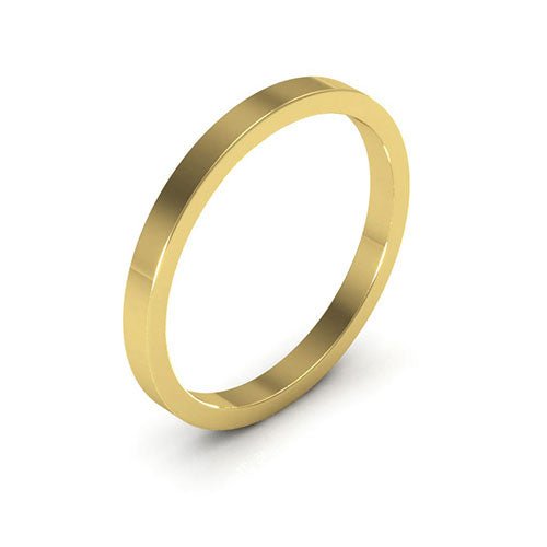 14K Yellow Gold 2mm heavy weight flat wedding band - DELLAFORA