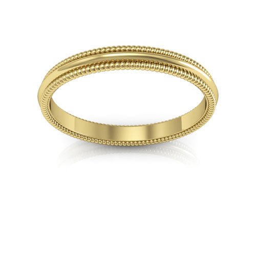 14K Yellow Gold 2mm milgrain wedding band - DELLAFORA