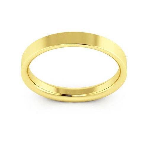 14K Yellow Gold 3mm flat comfort fit wedding band - DELLAFORA