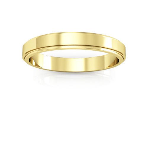 14K Yellow Gold 3mm flat edge design wedding band - DELLAFORA