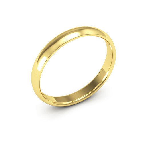 14K Yellow Gold 3mm half round comfort fit wedding band - DELLAFORA