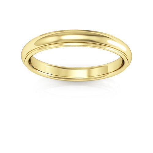 14K Yellow Gold 3mm half round edge design comfort fit wedding band - DELLAFORA