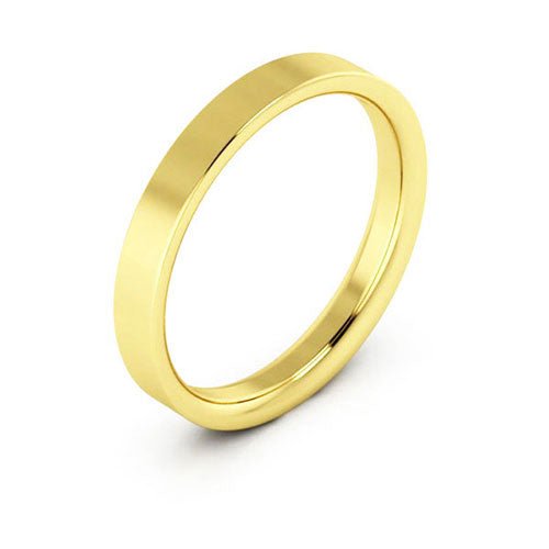 14K Yellow Gold 3mm heavy weight flat comfort fit wedding band - DELLAFORA