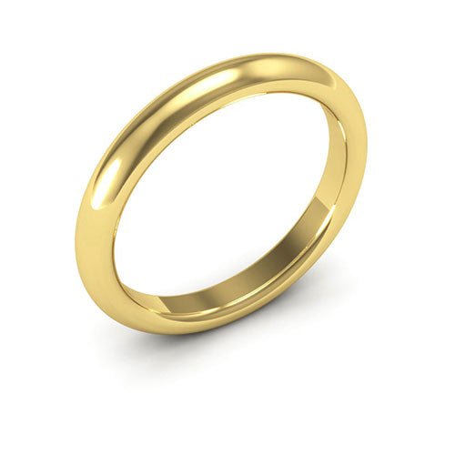 14K Yellow Gold 3mm heavy weight half round comfort fit wedding band - DELLAFORA