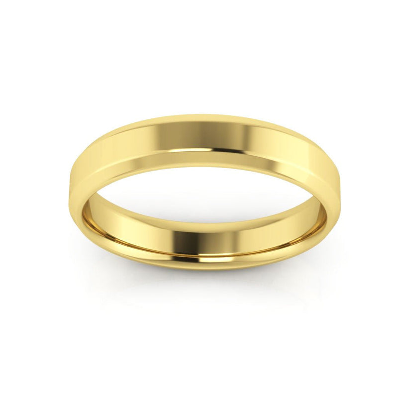 14K Yellow Gold 4mm beveled edge comfort fit wedding band - DELLAFORA