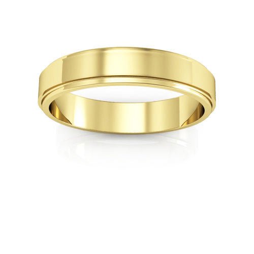 14K Yellow Gold 4mm flat edge design wedding band - DELLAFORA