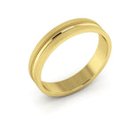 14K Yellow Gold 4mm grooved design brushed wedding band - DELLAFORA