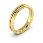 14K Yellow Gold 4mm grooved design comfort fit wedding band - DELLAFORA