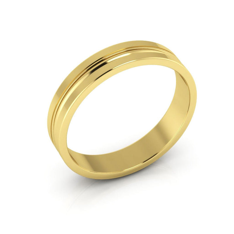 14K Yellow Gold 4mm grooved design wedding band - DELLAFORA