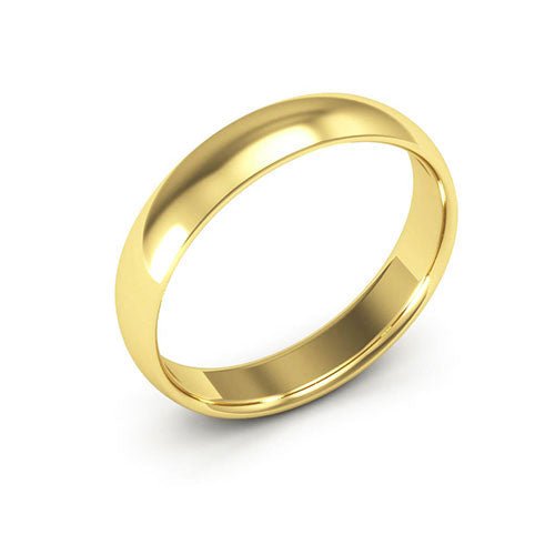 14K Yellow Gold 4mm half round comfort fit wedding band - DELLAFORA