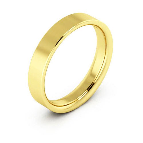 14K Yellow Gold 4mm heavy weight flat comfort fit wedding band - DELLAFORA