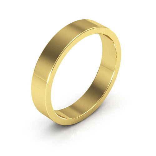 14K Yellow Gold 4mm heavy weight flat wedding band - DELLAFORA