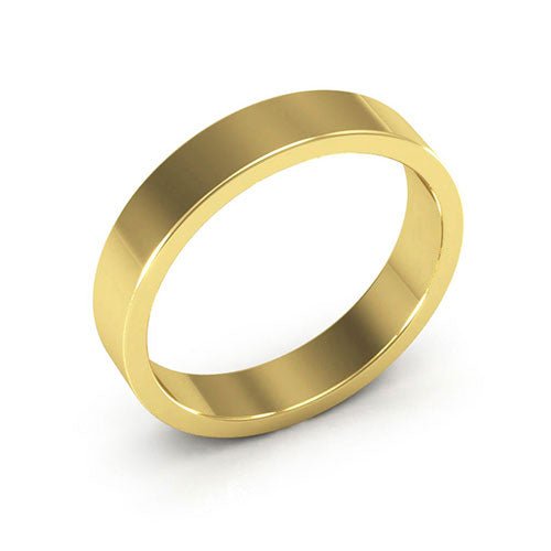 14K Yellow Gold 4mm heavy weight flat wedding band - DELLAFORA