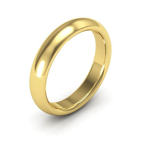 14K Yellow Gold 4mm heavy weight half round comfort fit wedding band - DELLAFORA