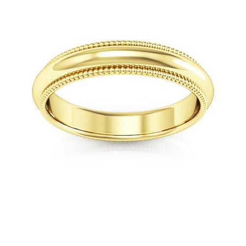 14K Yellow Gold 4mm milgrain comfort fit wedding band - DELLAFORA