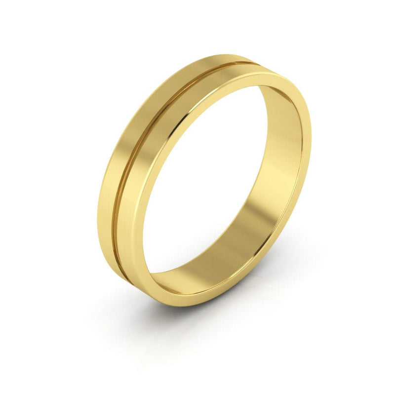 14K Yellow Gold 4mm rigged flat wedding band - DELLAFORA