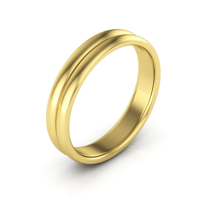 14K Yellow Gold 4mm rigged half round comfort fit wedding band - DELLAFORA