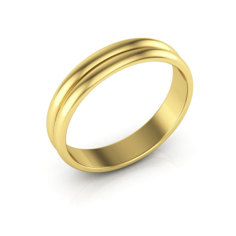 14K Yellow Gold 4mm rigged half round wedding band - DELLAFORA