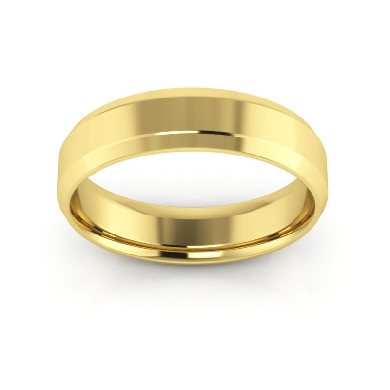 14K Yellow Gold 5mm beveled edge comfort fit wedding band - DELLAFORA