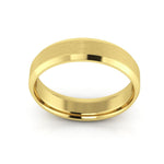 14K Yellow Gold 5mm beveled edge satin center comfort fit wedding band - DELLAFORA