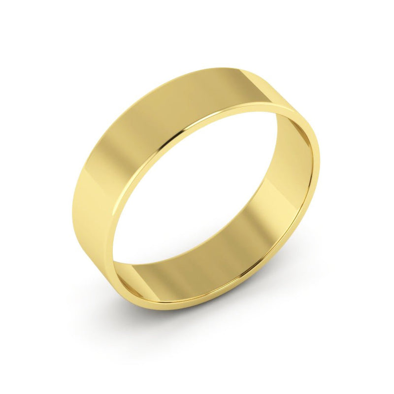 14K Yellow Gold 5mm extra light flat wedding bands - DELLAFORA