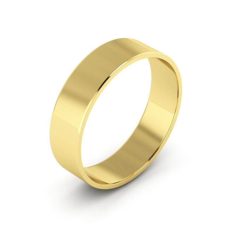 14K Yellow Gold 5mm extra light flat wedding bands - DELLAFORA