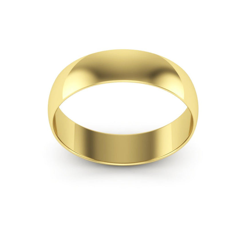 14K Yellow Gold 5mm extra light half round wedding bands - DELLAFORA